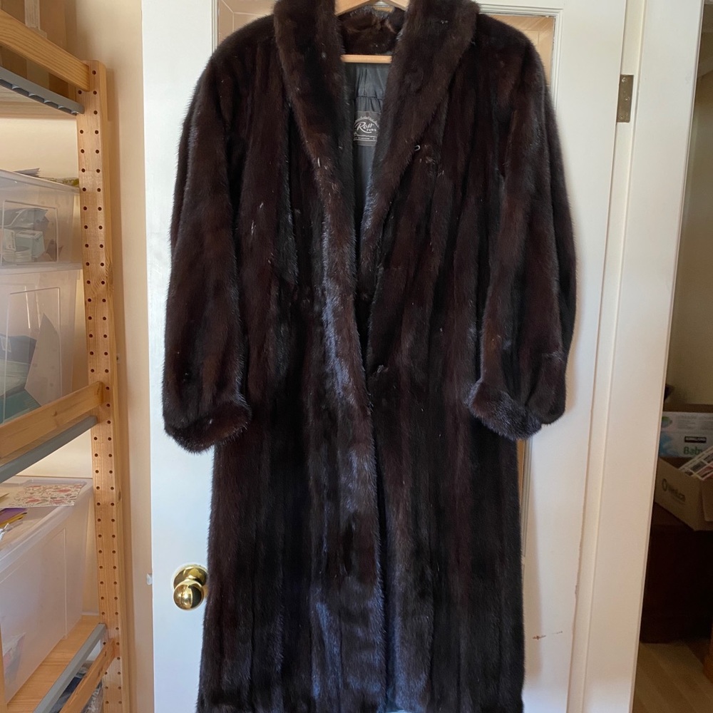 Vintage long brown fur coat